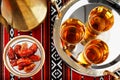 Iconic Abrian fabric tea and dates symbolise Arabian hospitality Royalty Free Stock Photo