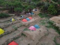 The iconic aerial view of Menganti Beach in Kebumen City