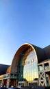 Iconic arched facade of Eataly roma illuminated by the afternoon sun. Format created in Alba in 2004 by Oscar Farinetti Royalty Free Stock Photo