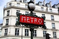 Iconic art deco Metropolitan Paris Metro sign