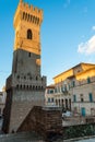 Ostra, Le Marche/Italy - january 04 2018: bell tower of town called Ostra