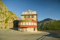 Iconic Belvedere hotel on Furkpass mountain road in Swiss Alps close to Obergoms, Switzerland