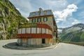 Iconic Belvedere hotel on Furkpass mountain road in Swiss Alps close to Obergoms, Switzerland