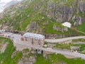 Iconic Belvedere hotel on Furkpass mountain road in Swiss Alps close to Obergoms, Switzerland.