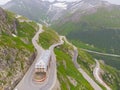 Iconic Belvedere hotel on Furkpass mountain road in Swiss Alps close to Obergoms, Switzerland.