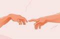 Hands Touching Vector Cartoon Drawing Illustration Royalty Free Stock Photo