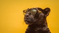 Generative AI, Sunglasses Vibes: Black Panther on a Pastel Adventure Royalty Free Stock Photo