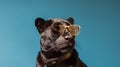 Generative AI, Sunglasses Vibes: Black Panther on a Pastel Adventure Royalty Free Stock Photo