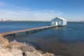 Iconic blue boat house at Kings Park Ave