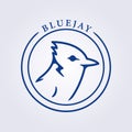 iconic of bluejay bird logo icon symbol vector illustration design in line art badge insignia Royalty Free Stock Photo