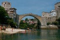 Iconic bridge over Neretva river in Mostar