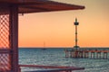 Brighton Jetty with people at sunset Royalty Free Stock Photo