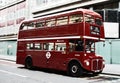 Iconic British double decker Routemaster red bus in London.