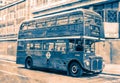 Iconic British double decker Routemaster red bus in London. Royalty Free Stock Photo