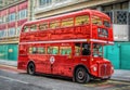 Iconic British double decker Routemaster red bus in London. Royalty Free Stock Photo