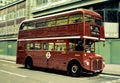 Iconic British double decker Routemaster red bus in London.