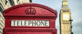 Iconic british old red telephone box