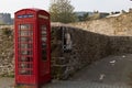 Iconic British red telephone box in Conwy, Wales Royalty Free Stock Photo