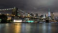 Brooklyn bridge by night, New York City, USA Royalty Free Stock Photo