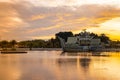 9 3 2023 time lapse of iconic building in Bandar Seri Begawan Brunei,Sultan Omar Ali Saifuddin Mosque during sunset