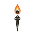 Iconic Burning Torch with Orange Flame Isolated on White Background Illustration Royalty Free Stock Photo