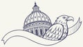 Iconic Capitol Building with Majestic Eagle and Banner, vector design Generative AI Royalty Free Stock Photo