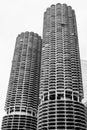 Iconic Marina City towers in downtown. The towers have appeared on album covers and movies I Royalty Free Stock Photo