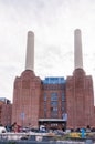 The iconic chimneys of the decommissioned battersea coal-fired power station