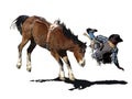 Iconic clipart of a bucking horse and rodeo cowboy