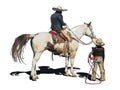 Iconic clipart of a little caballero and his Dad
