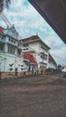 An iconic colonial building in Cirebon and a traveler& x27;s attention. The building has a history of the British American cigare Royalty Free Stock Photo