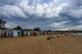 The iconic colorful beach huts on Brighton Beach in Melbourne.Australia Royalty Free Stock Photo