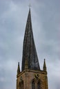 The iconic crooked spire of the Church of St Marys and All Saints in Chesterfield Royalty Free Stock Photo