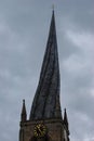 The iconic crooked spire of the Church of St Marys and All Saints in Chesterfield Royalty Free Stock Photo