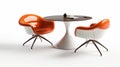 Iconic Design: 3d Model Table And Two Orange Chairs