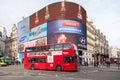 Iconic double-deck bus at Piccadilly Circus Royalty Free Stock Photo