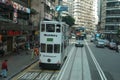 Iconic double decker tram in Hong Kong