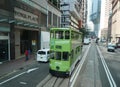 Iconic double decker tram in Hong Kong