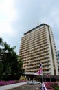 Iconic Dusit Thani hotel building entrance central Bangkok Thailand