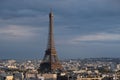 Iconic Eiffel Tower on a cloudy day. Paris, France