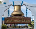 Iconic entrance sign and bell in Marina Del Rey, California