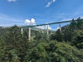 Iconic Europe Bridge of the famous Brenner Highway leading through the alps to Italy