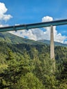 Iconic Europe Bridge of the famous Brenner Highway leading through the alps to Italy