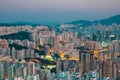 Iconic evening scene of cityscape of Hong Kong Royalty Free Stock Photo
