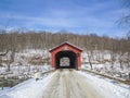 Iconic facade of West Arlington Covered Bridge in historic Vermont Royalty Free Stock Photo