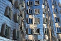 Iconic famous buildings at Media Harbor in Dusseldorf / Detail of buidling / Metal building facade