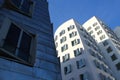 Iconic famous buildings at Media Harbor in Dusseldorf / Detail of buidling / Metal building facade