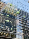 The iconic financial district Canary Wharf London England with amazing skyscrapers of financial leaders companies buildings Royalty Free Stock Photo