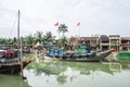 Iconic fishing boat on Thu Bon River in Hoi An, Vietnam Royalty Free Stock Photo