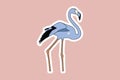 Iconic Flamingo logo sticker design. Lone Flamingo bird icon. Royalty Free Stock Photo